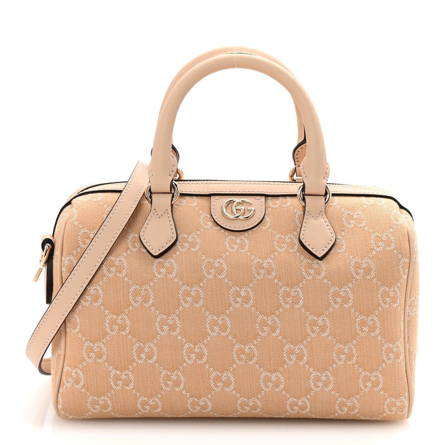 Gucci Summer Denim Calfskin GG Monogram Small Ophidia Top Handle Bag Souffle Rose 1 of 9