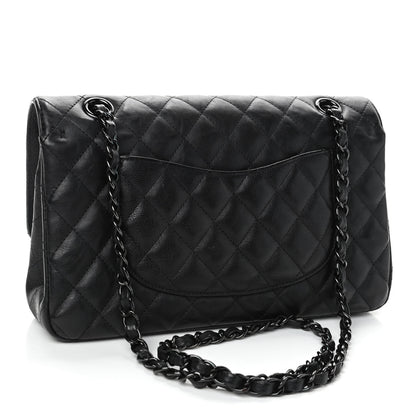 Chanel Crumpled Calfskin Quilted Medium Double Flap So Black 2 of 4