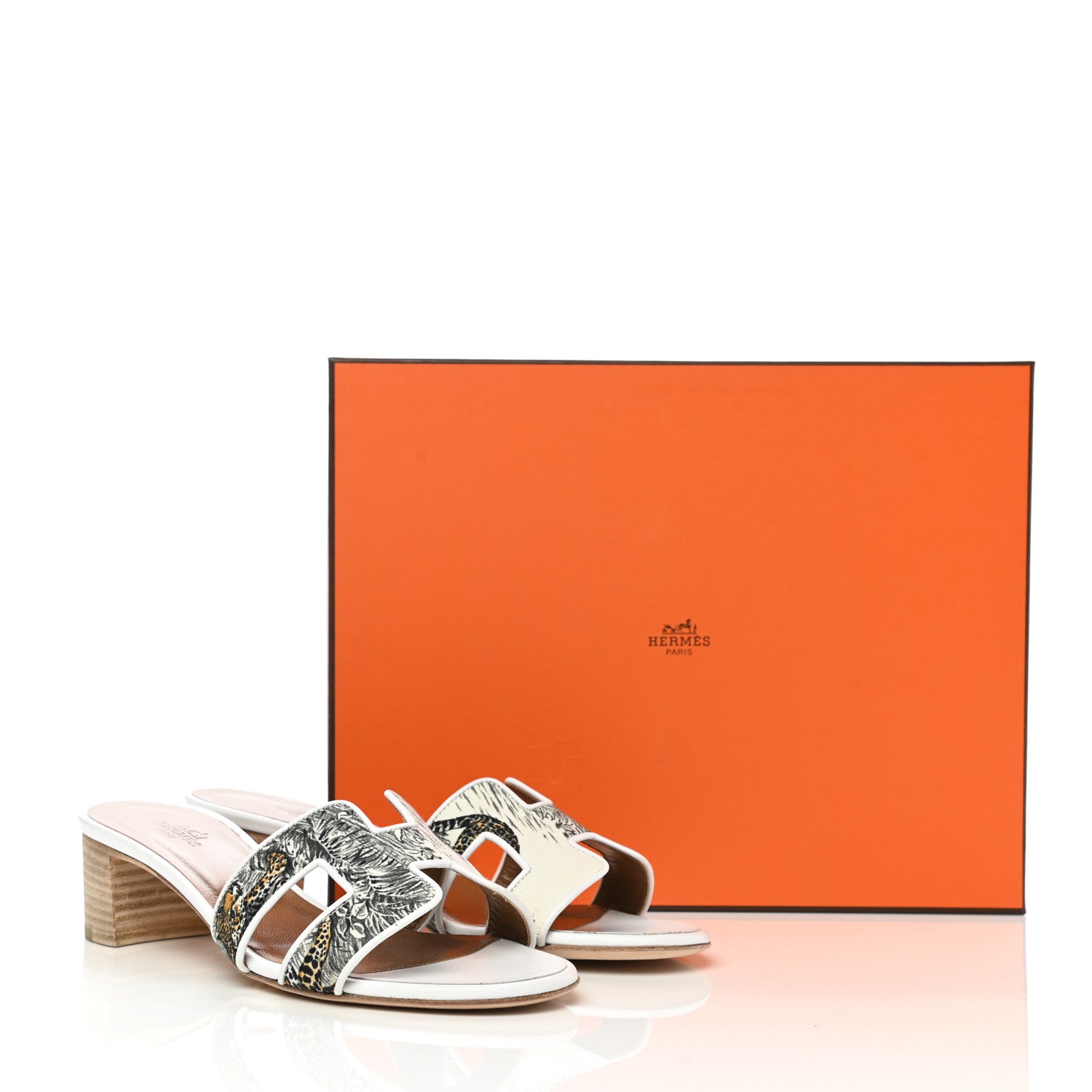 Hermes Canvas Tatoo Print Oasis Equator Sandals 36.5 White 9 of 9
