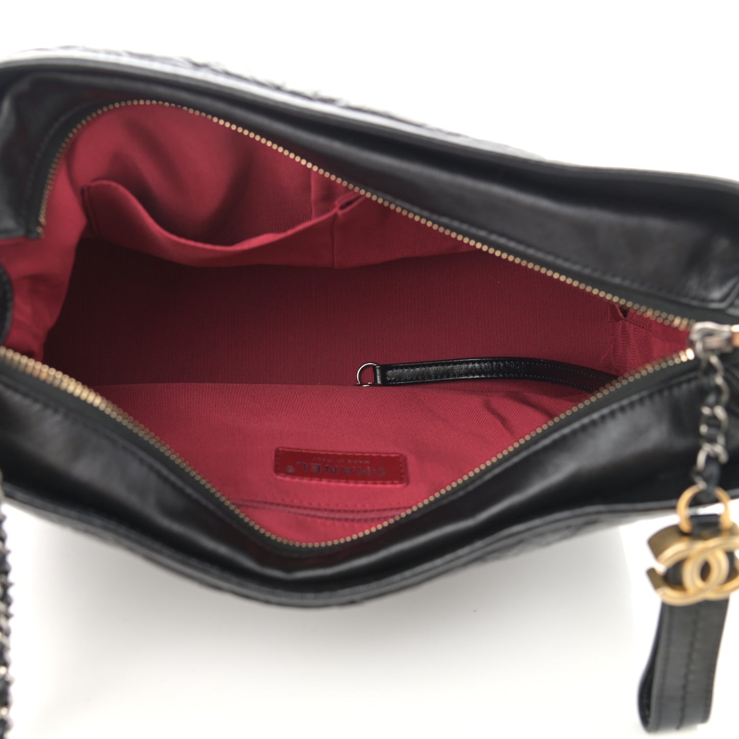 Aged Calfskin Quilted Medium Gabrielle Hobo Black