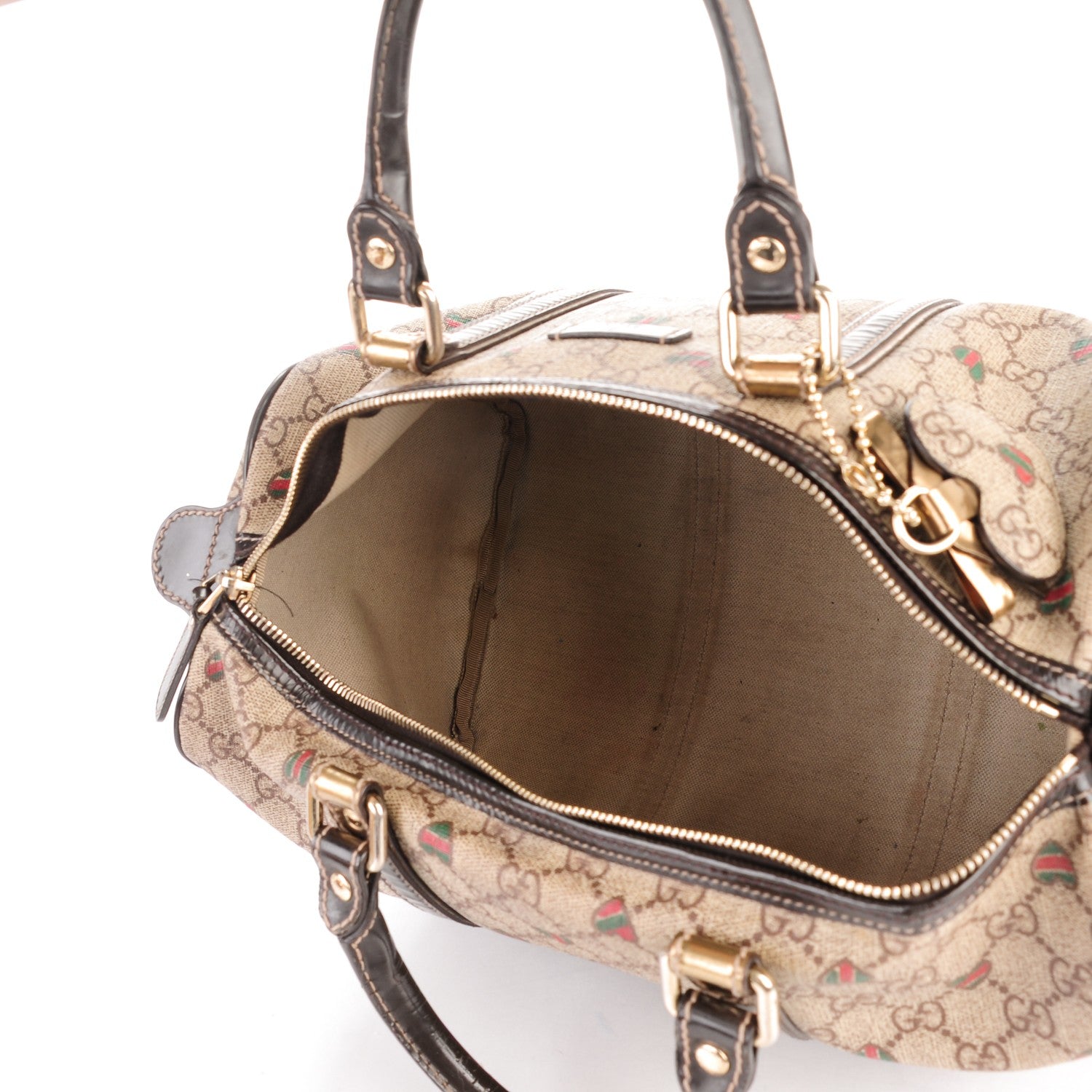 Gucci GG Plus Monogram Hearts Medium Joy Boston Dark Brown 8 of 17