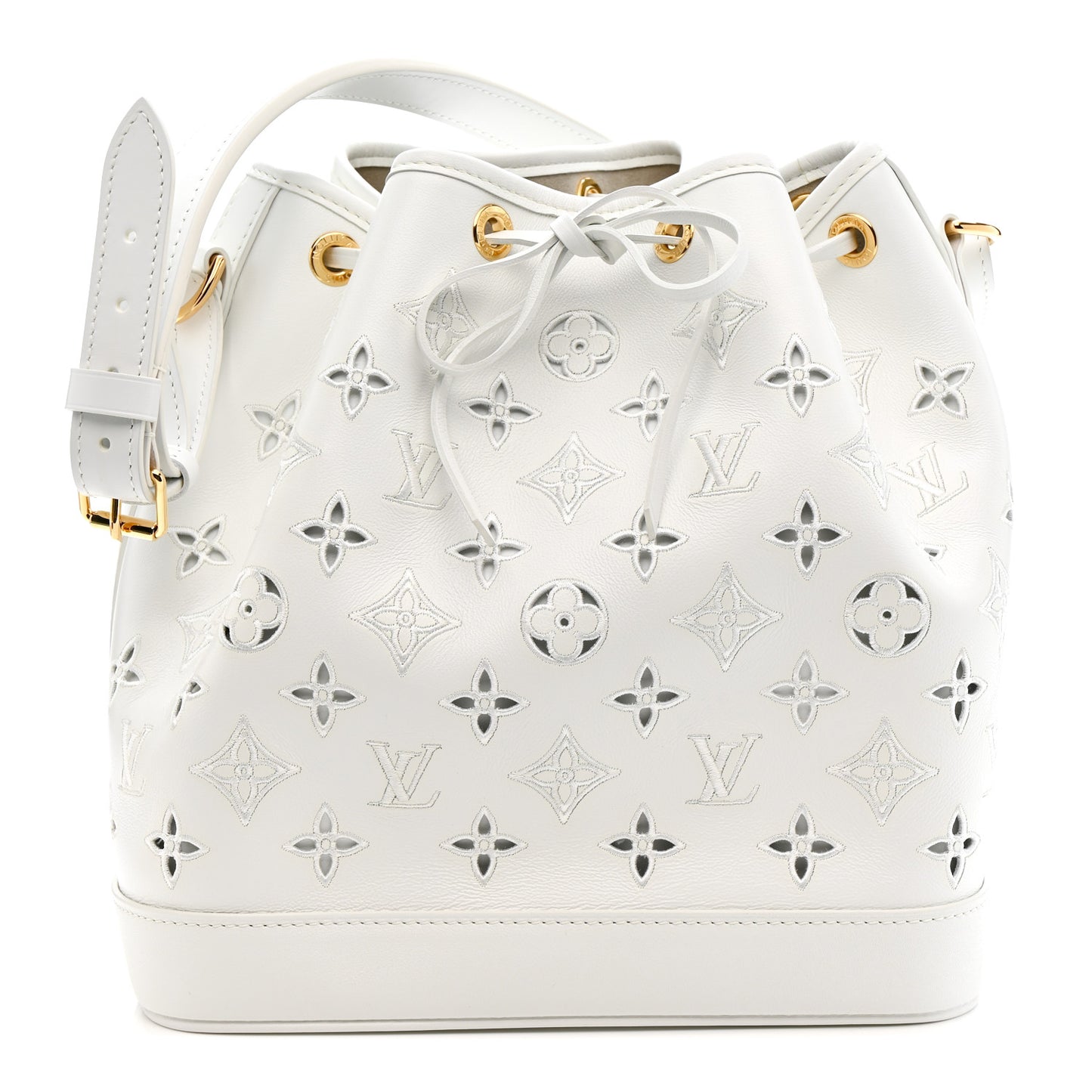 Calfskin Monogram Cutout Petit Noe White