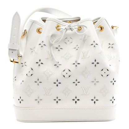 Louis Vuitton Calfskin Monogram Cutout Petit Noe White 1 of 10