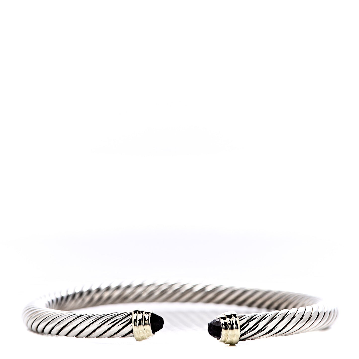Sterling Silver 14K Yellow Gold Amethyst 5mm Cable Classics Petite Color Bracelet