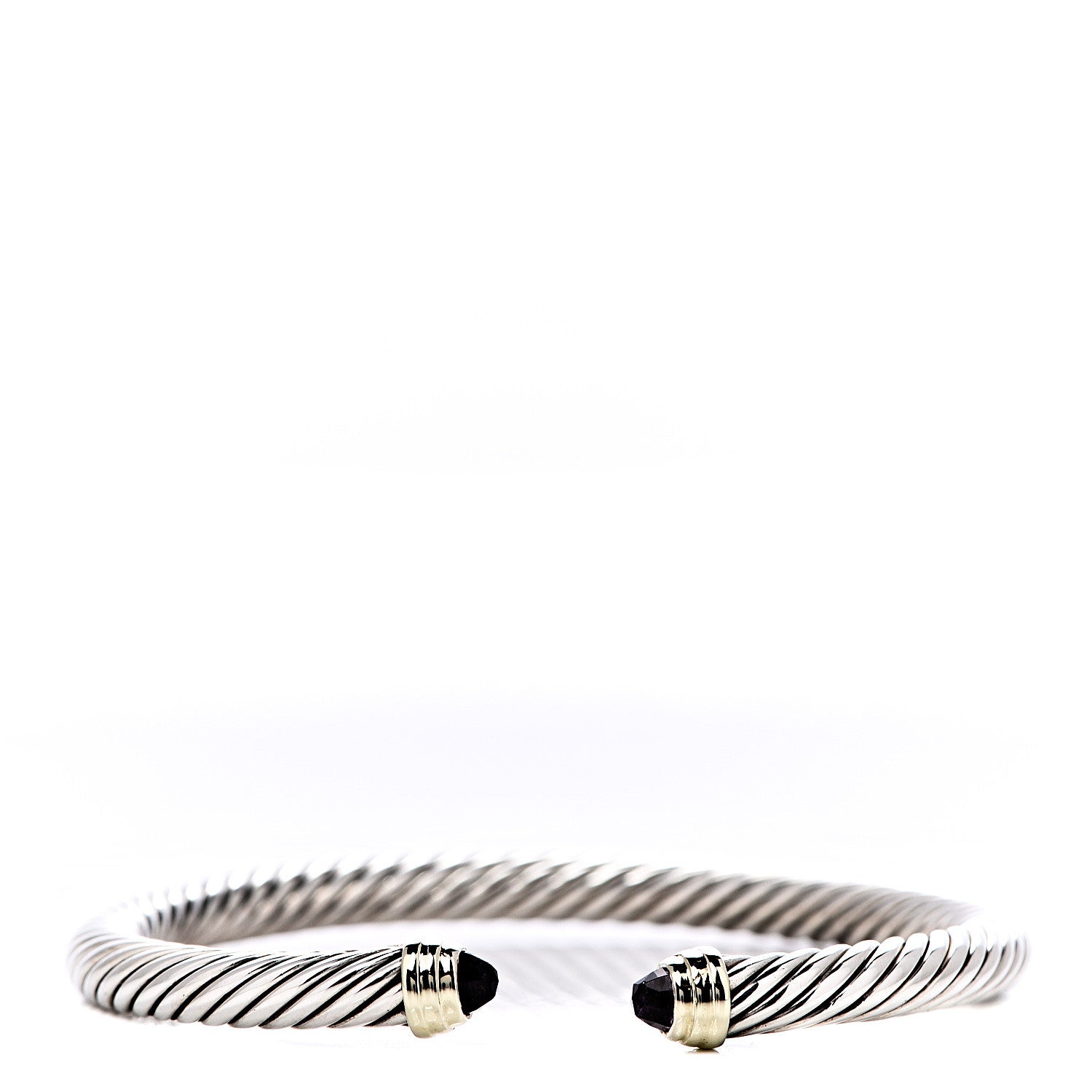 David Yurman Sterling Silver 14K Yellow Gold Amethyst 5mm Cable Classics Petite Color Bracelet 1 of 6