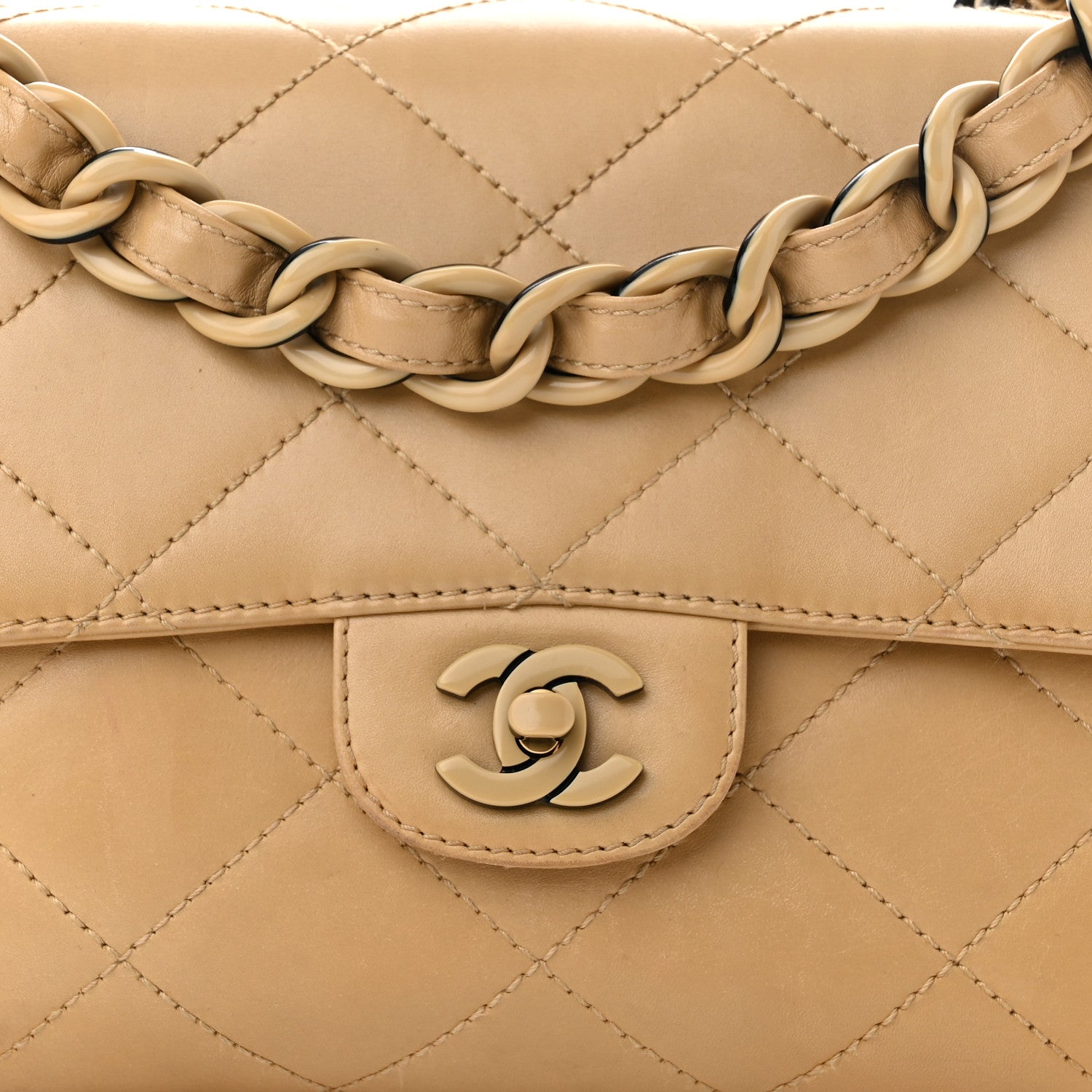 Chanel Lambskin Quilted Medium Single Flap Beige 10 of 15