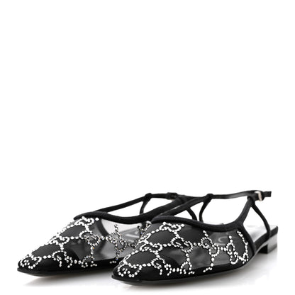 Gucci Tela Retino Kid Scamosciato Crystal GG Monogram Square Demi Ballet Flats 36.5 Black 4 of 9