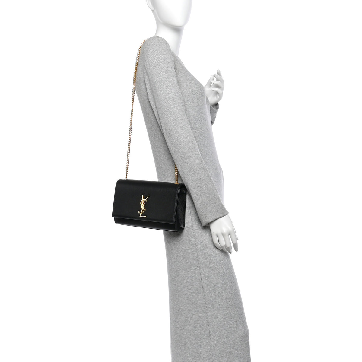 Grain De Poudre Medium Classic Monogram Kate Satchel Black