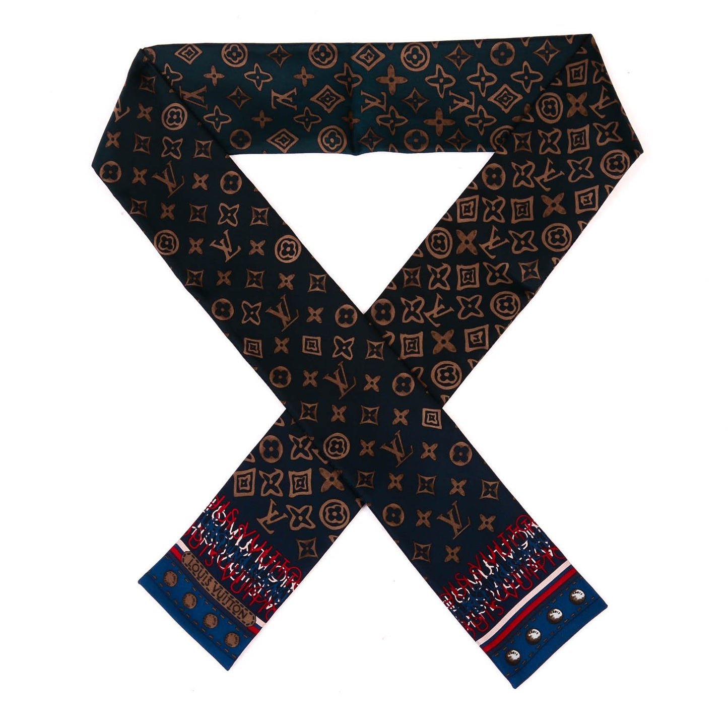 Silk Monogram Map Bandeau Petrole Blue