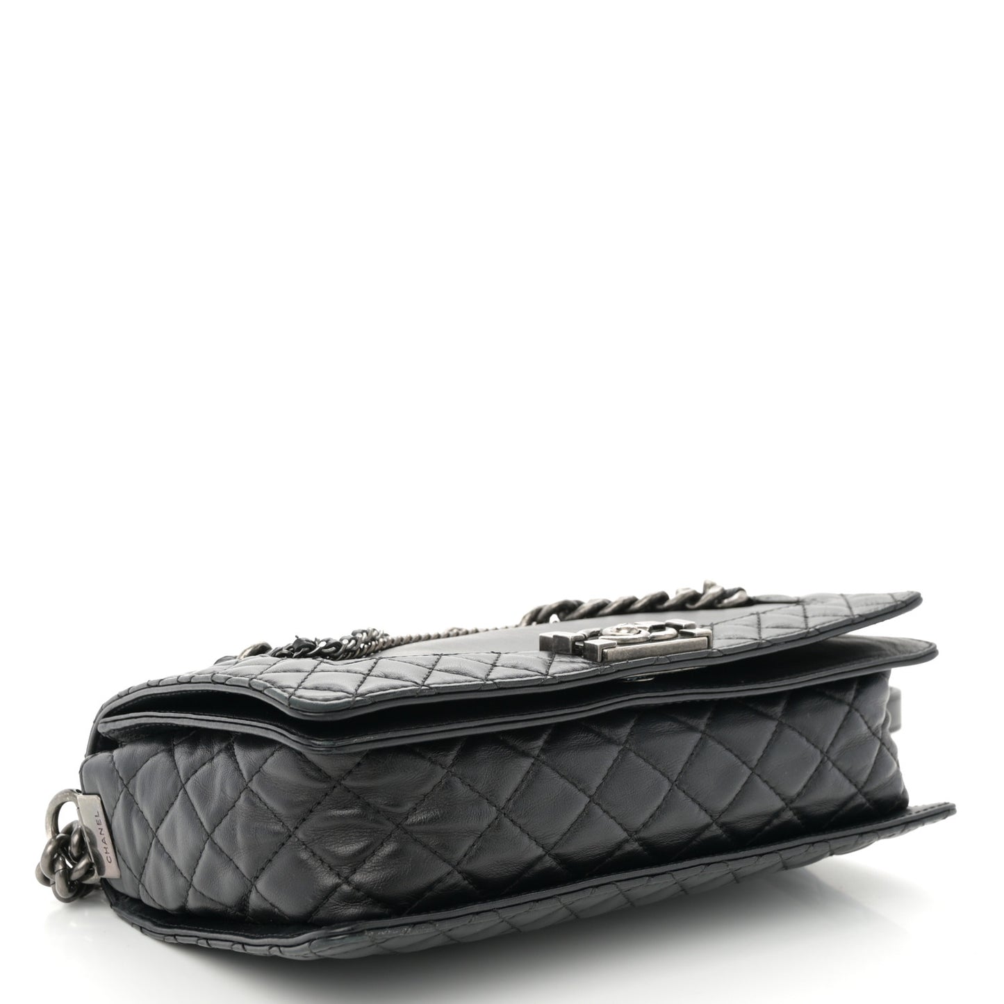 Calfskin Enchained New Medium Boy Flap Black