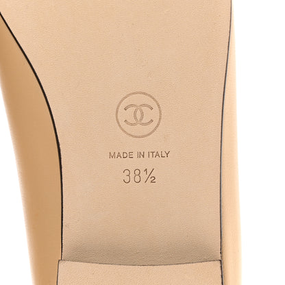 Chanel Lambskin Cap Toe CC Ballerina Flats 38.5 Beige Black 6 of 7