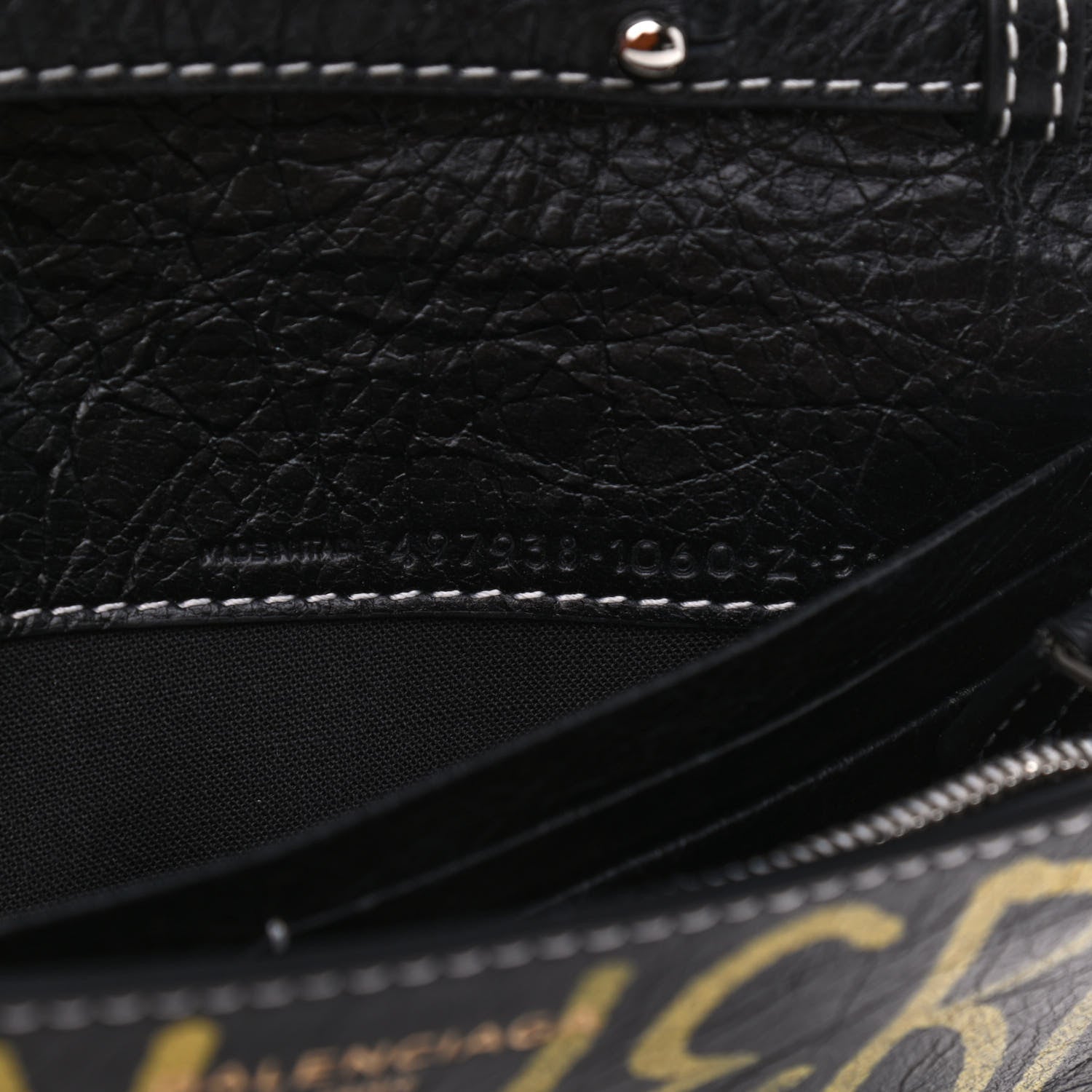 Balenciaga Agneau Arena Graffiti All Over Bazar Chain Shoulder Bag Black Multicolor 7 of 10
