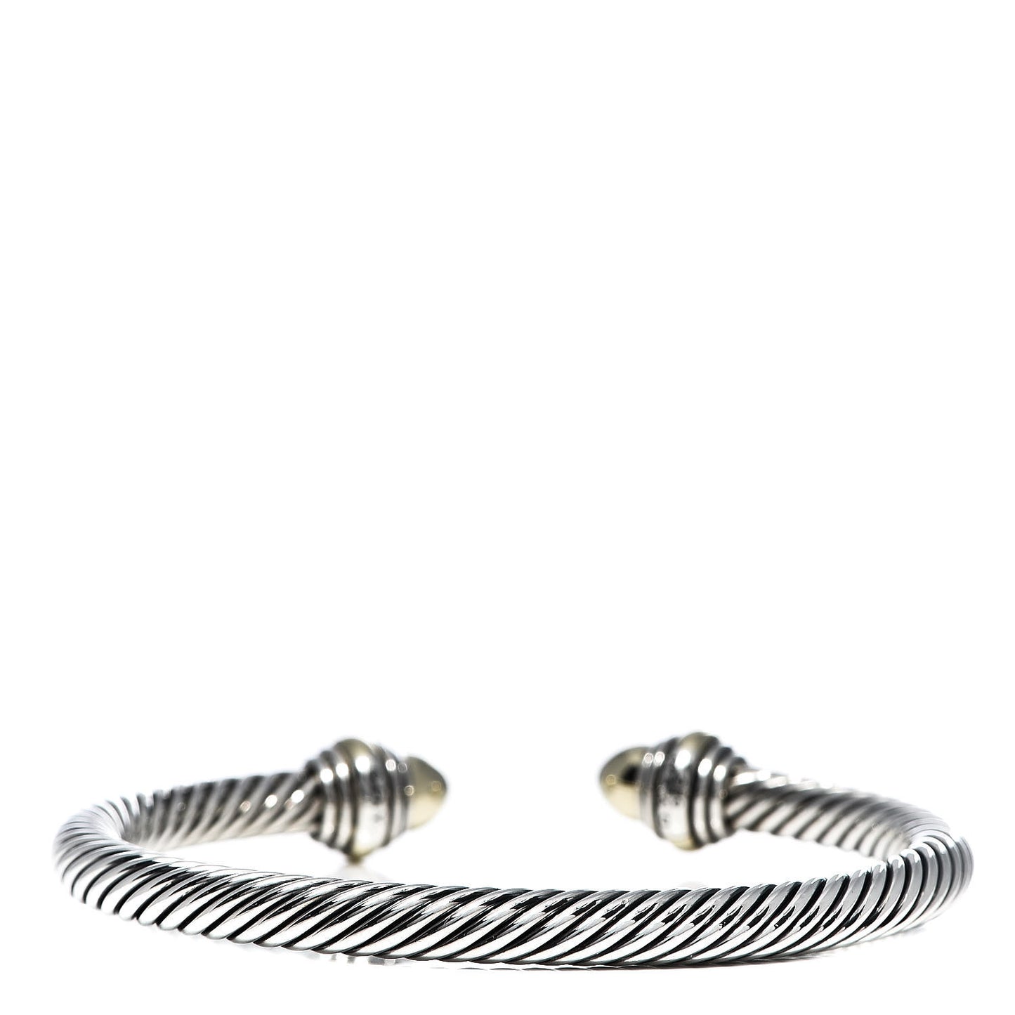 Sterling Silver 14K Yellow Gold 5mm Cable Classics Dome Bracelet