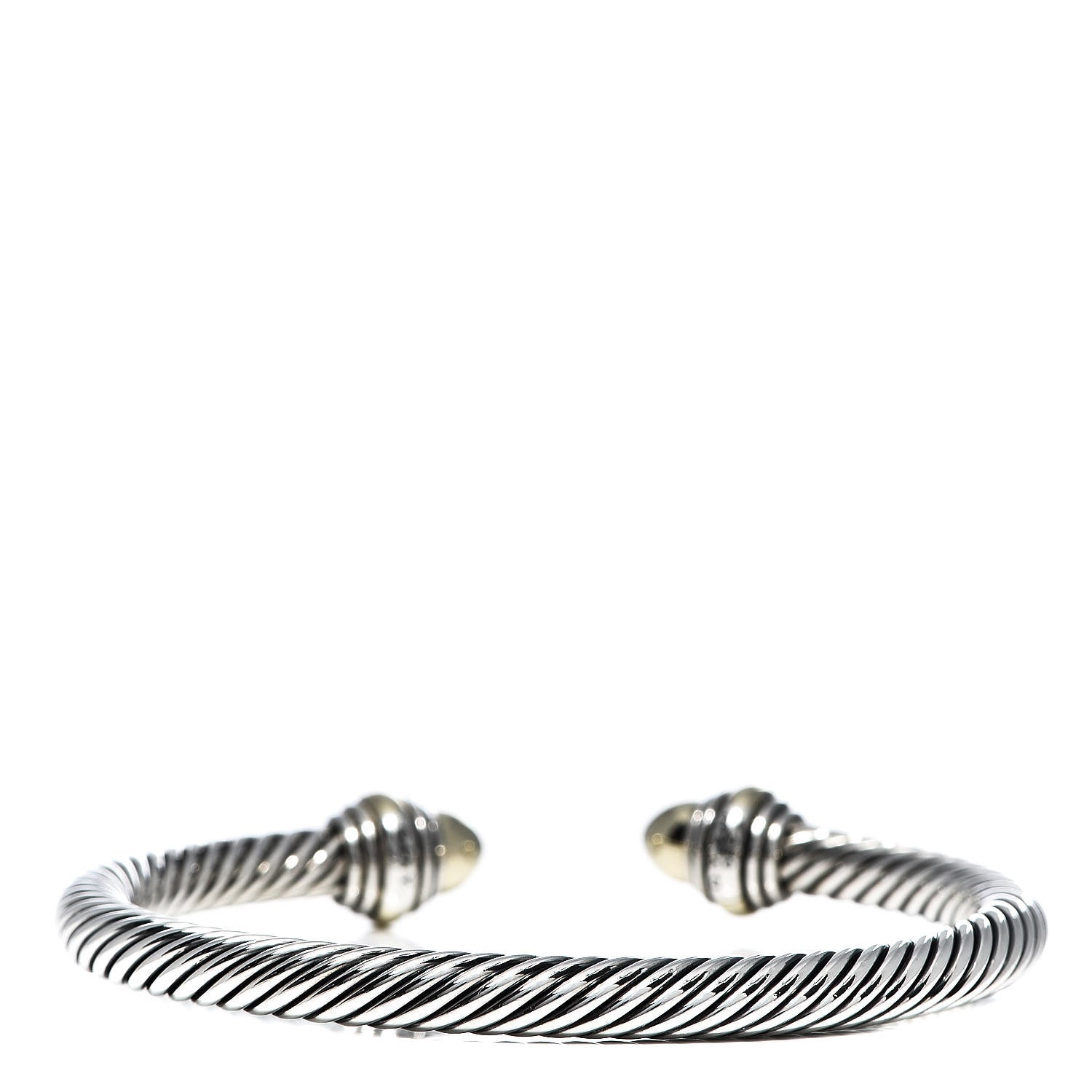 David Yurman Sterling Silver 14K Yellow Gold 5mm Cable Classics Dome Bracelet 3 of 5