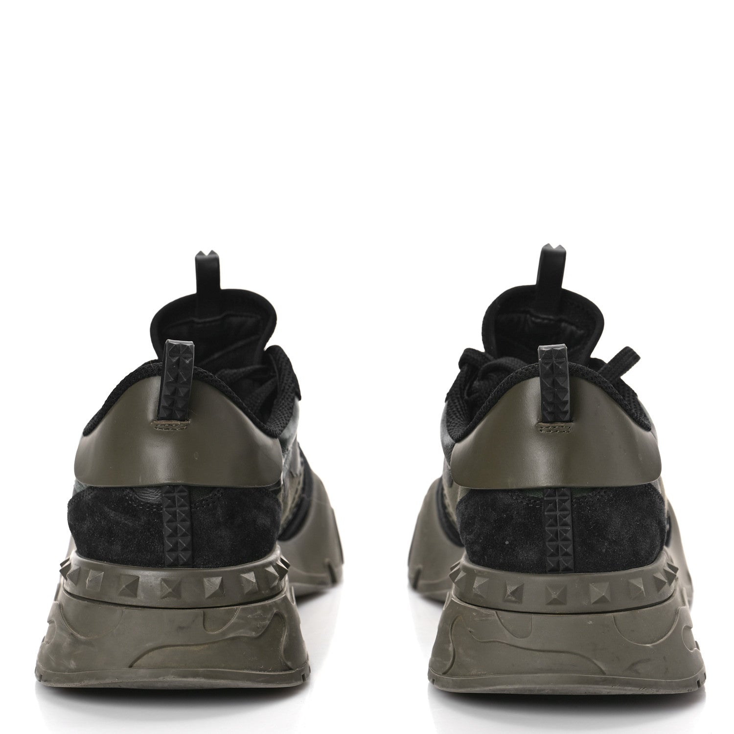 Valentino Garavani Nappa Suede Camouflage Mens Rockrunner Plus Sneakers 44 Army Green Black Multicolor 5 of 10