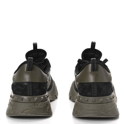 Valentino Garavani Nappa Suede Camouflage Mens Rockrunner Plus Sneakers 44 Army Green Black Multicolor 5 of 10
