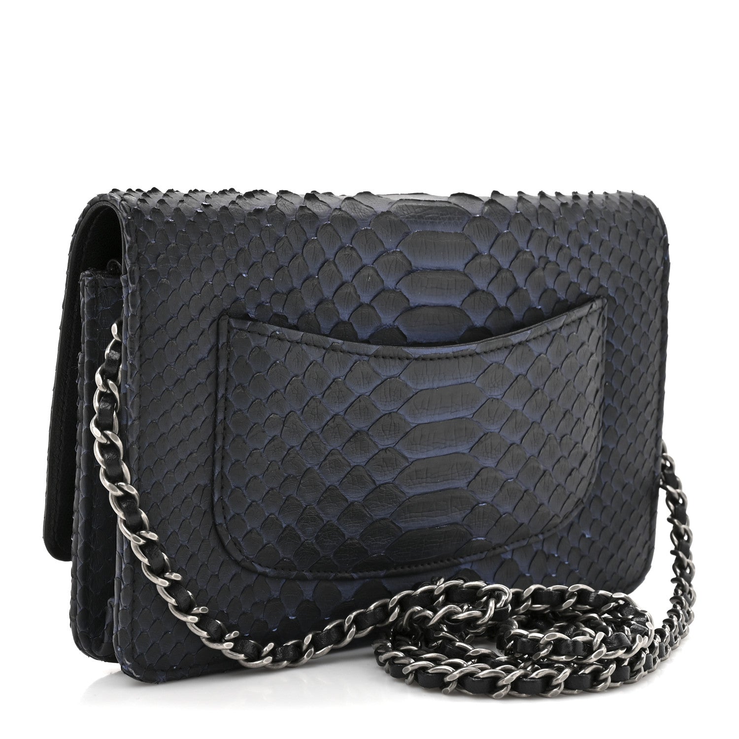 Chanel Snakeskin Wallet On Chain WOC Navy 3 of 11