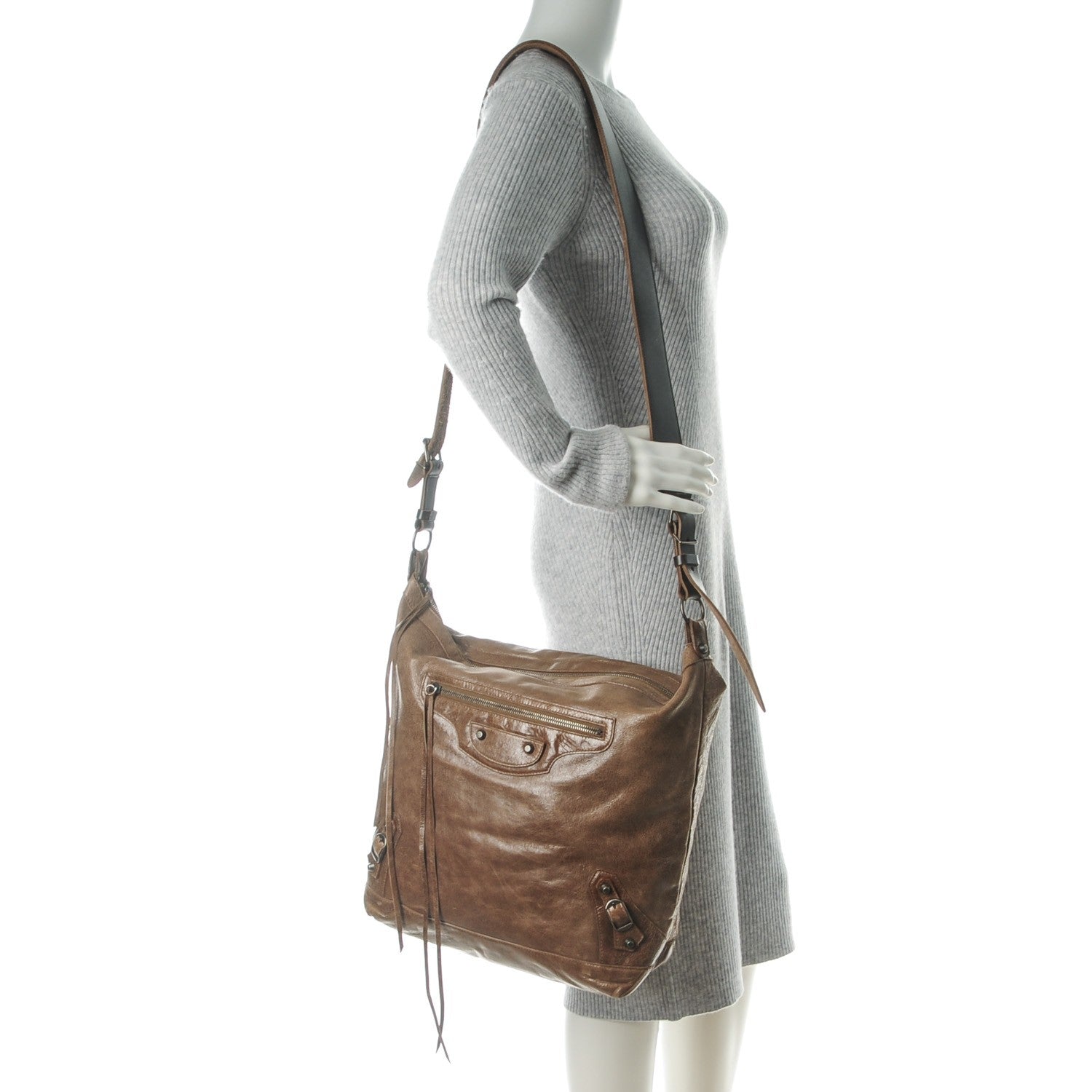 Balenciaga Chevre Mens Day Messenger Olive Brown 2 of 7