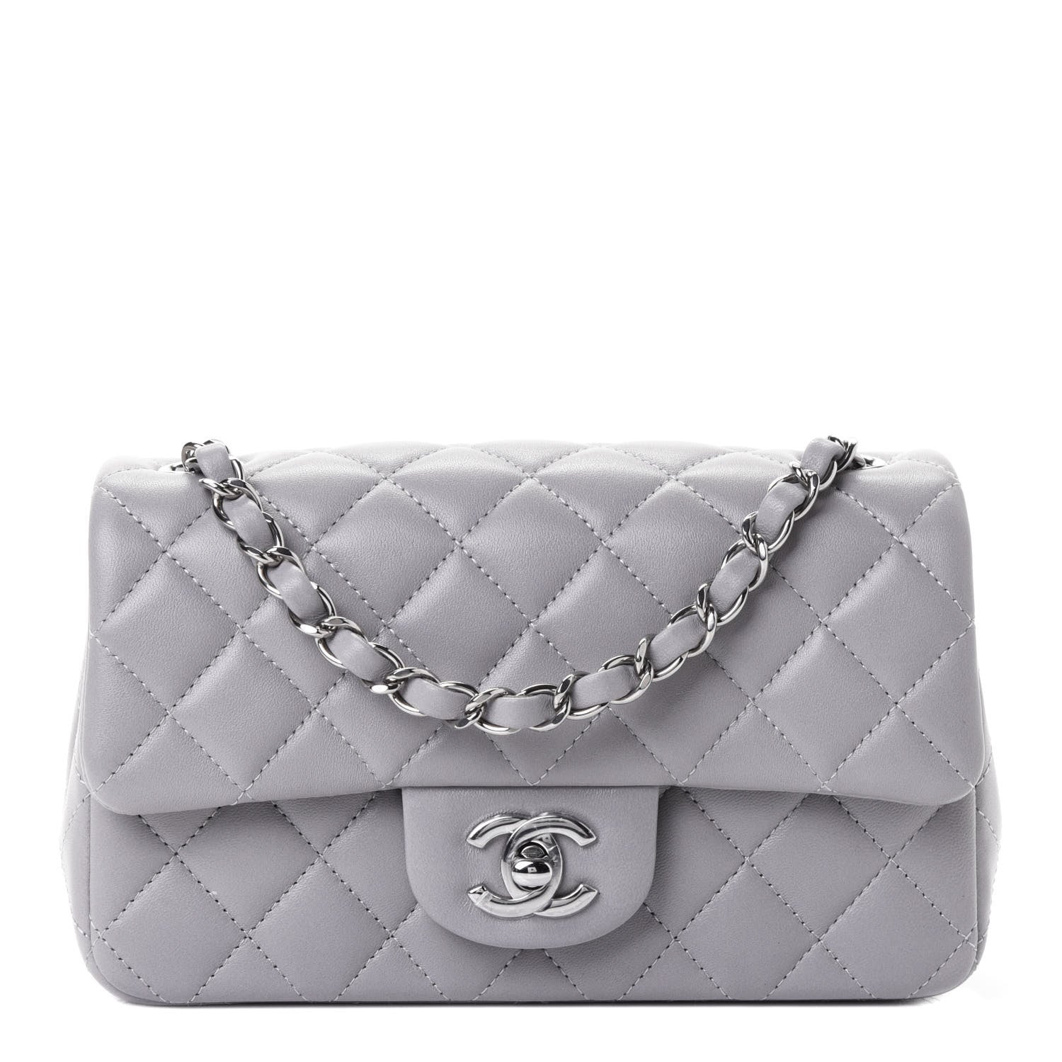 Chanel Lambskin Quilted Mini Rectangular Flap Grey 1 of 6