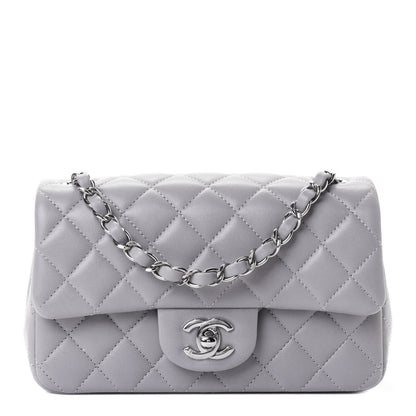 Chanel Lambskin Quilted Mini Rectangular Flap Grey 1 of 6