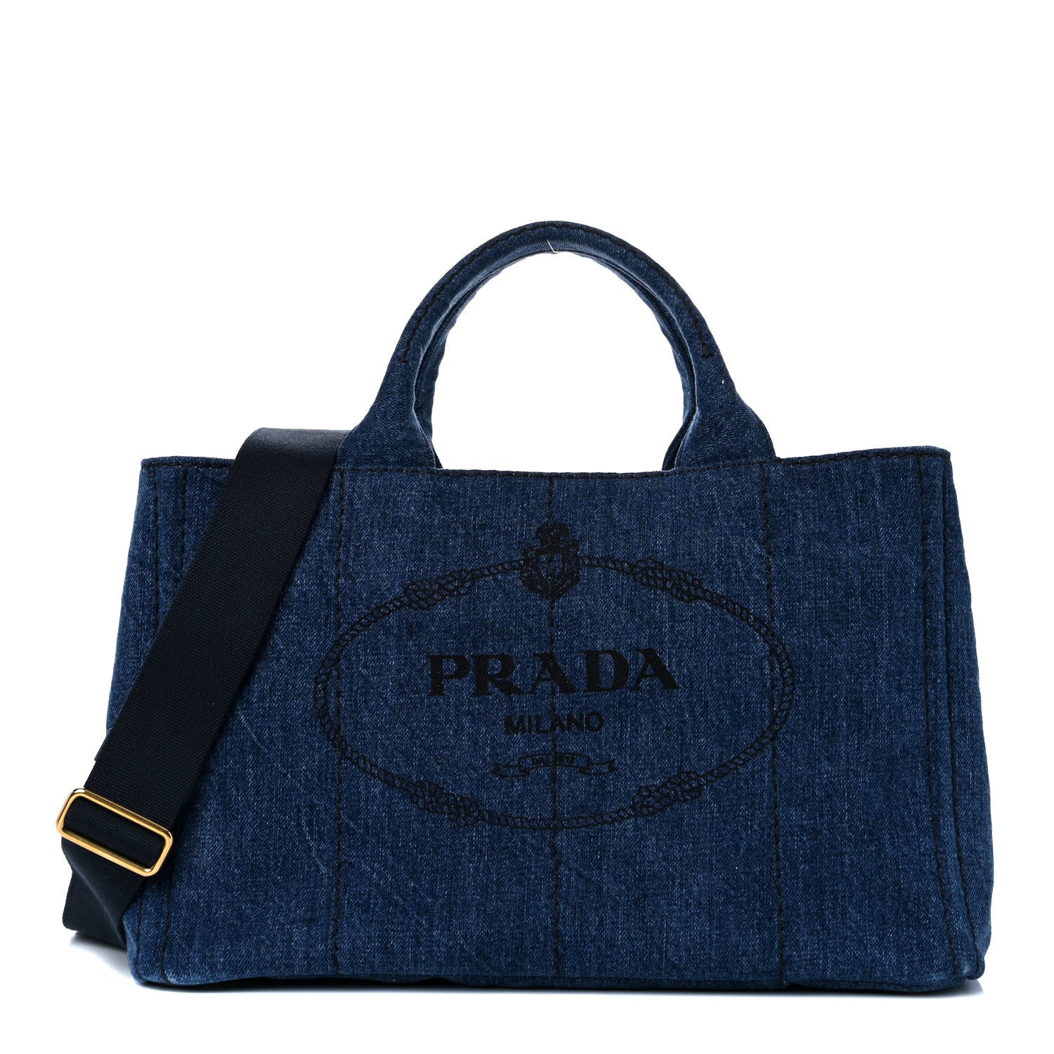 Prada Denim Logo Tote Bleu 1 of 10
