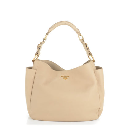 Prada Vitello Daino Side Pocket Hobo Sabbia 1 of 7
