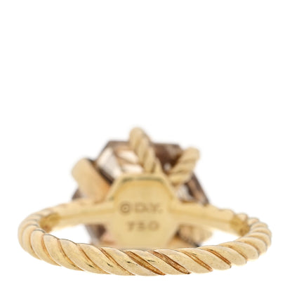 David Yurman 18K Yellow Gold Champagne Citrine Diamond 10mm Cable Wrap Ring 49 4.75 4 of 5