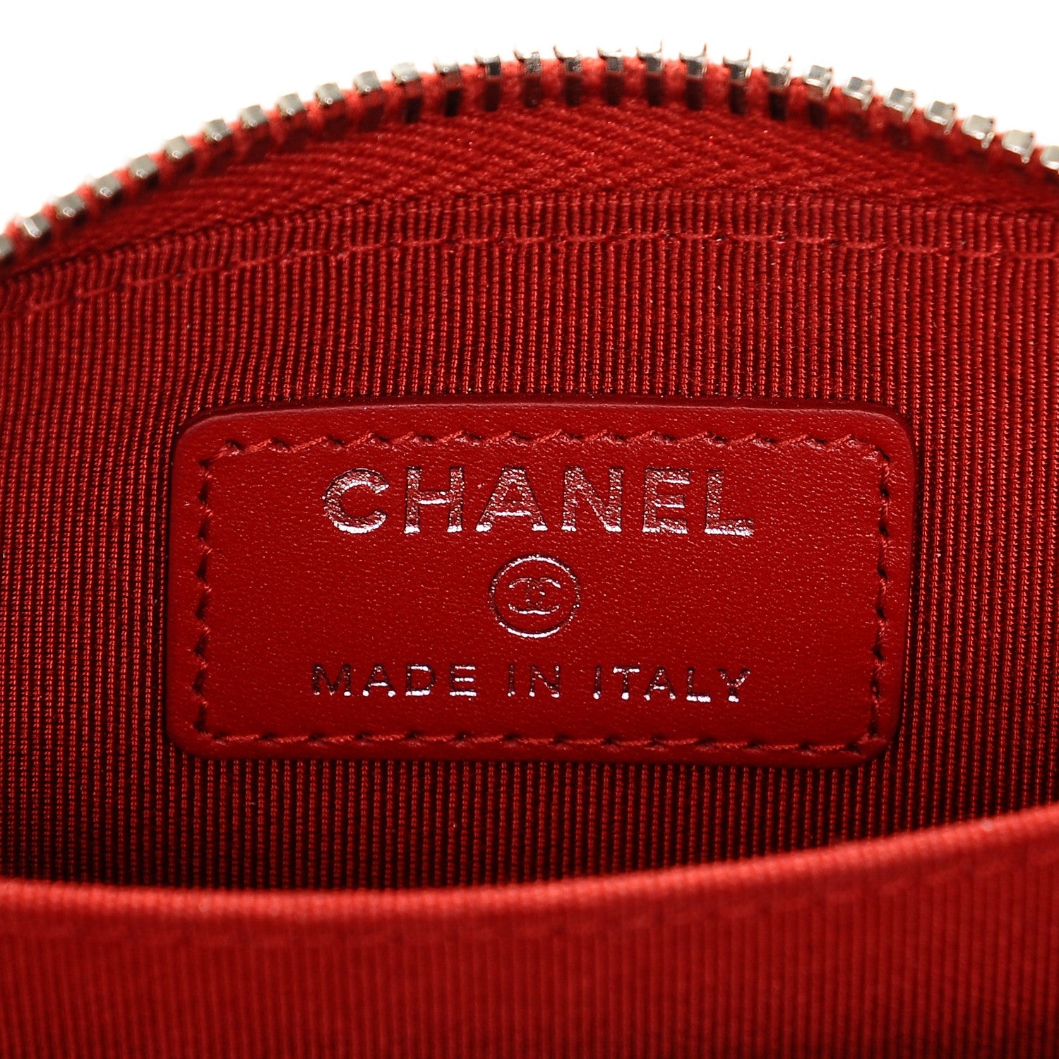 Chanel Caviar Chevron Quilted Zip Around Coin Purse Red 6 of 7