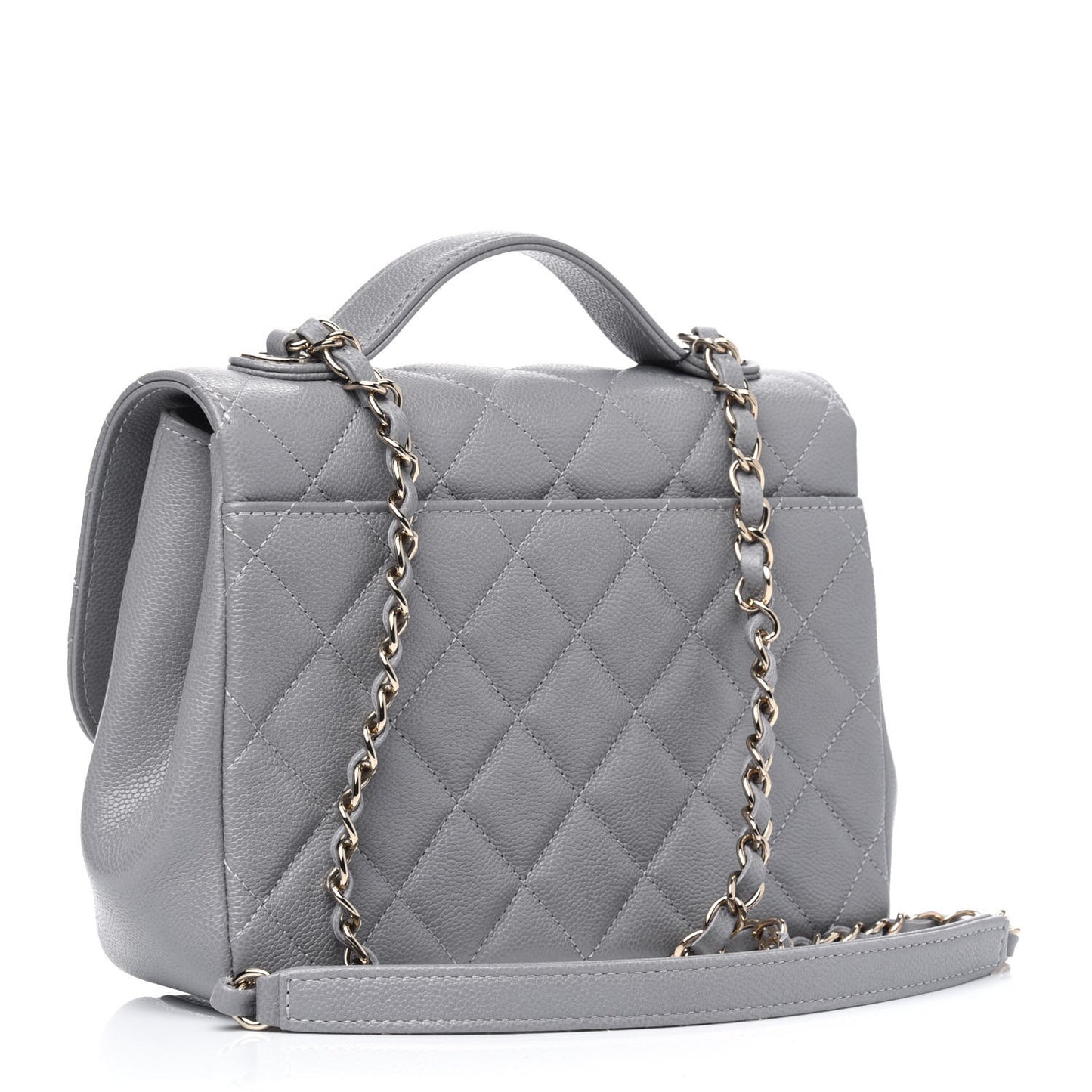 Caviar Quilted Medium Business Affinity Flap Grey