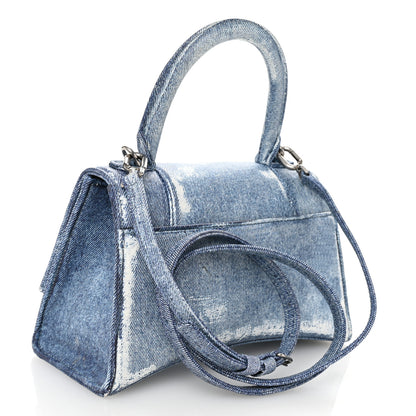 Balenciaga Nappa Denim Printed Small Hourglass Top Handle Bag Denim Blue 3 of 12