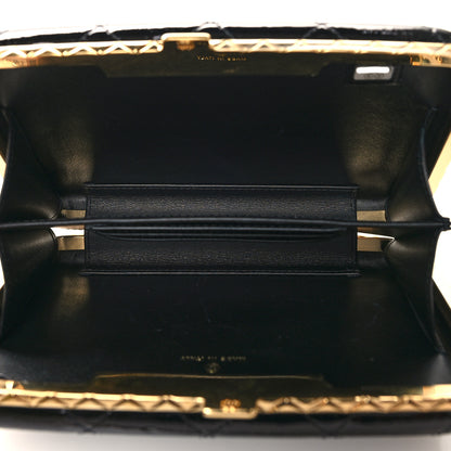 Chanel Glazed Goatskin Quilted Box With Chain Black 7 of 12