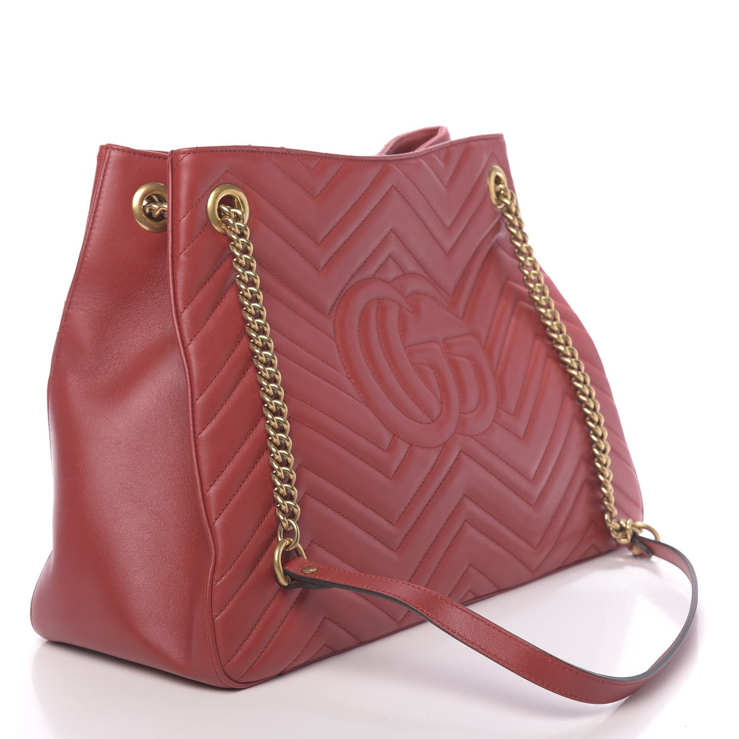 Calfskin Matelasse Medium GG Marmont Shoulder Tote Bag Hibiscus Red