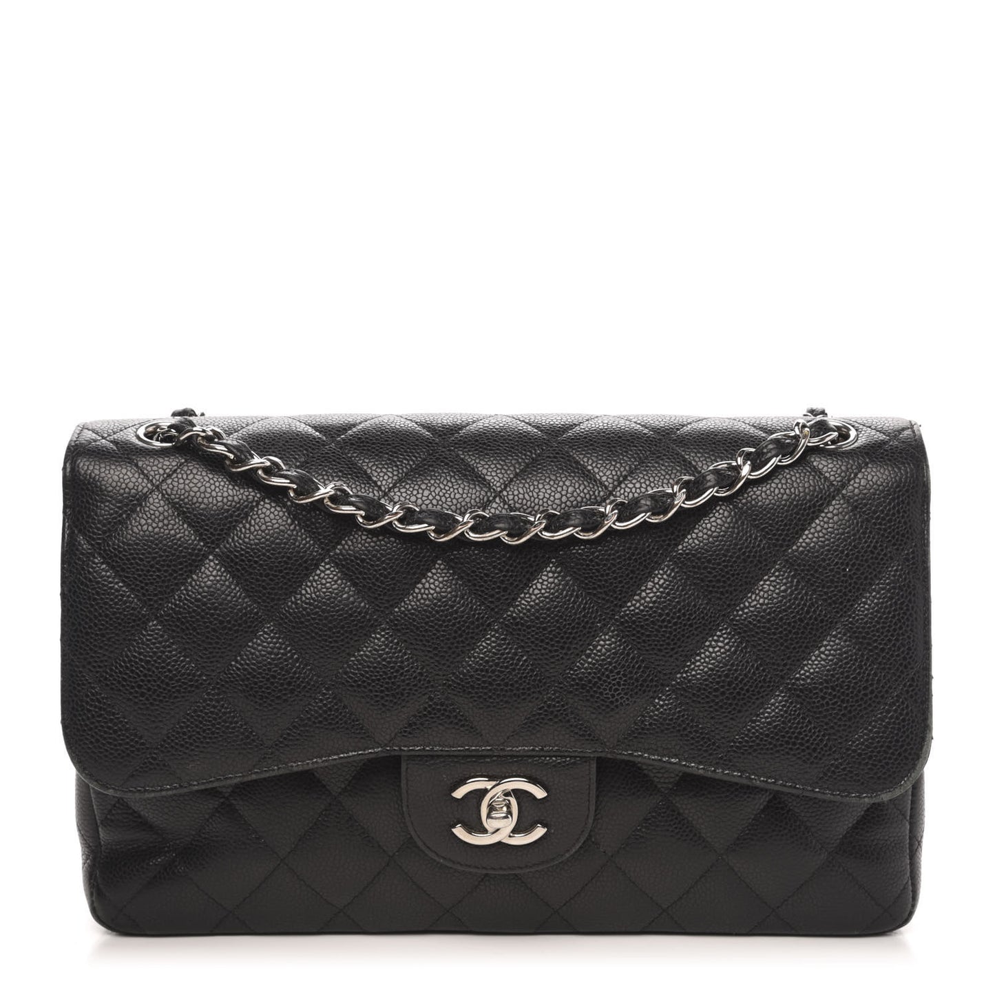 Caviar Quilted Jumbo Double Flap Black