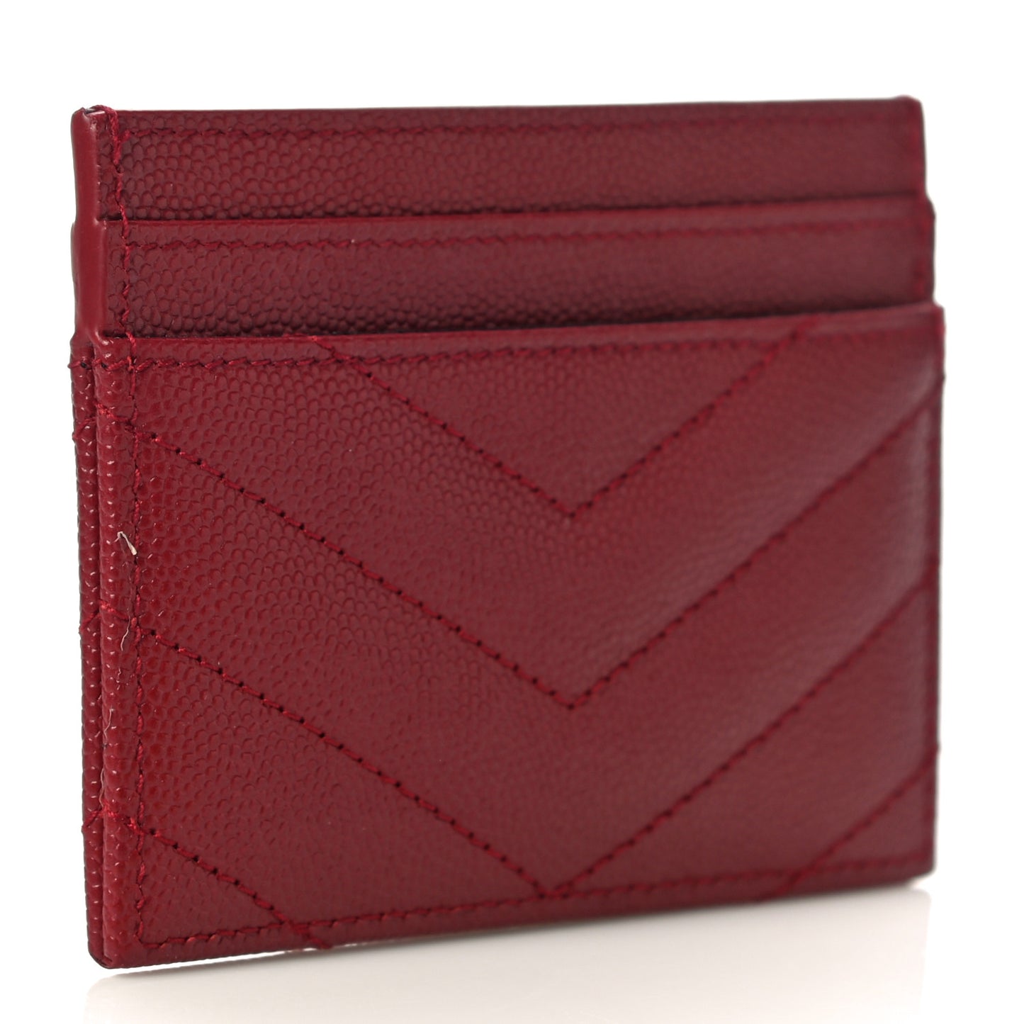 Grain De Poudre Matelasse Chevron Monogram Credit Card Case New Red