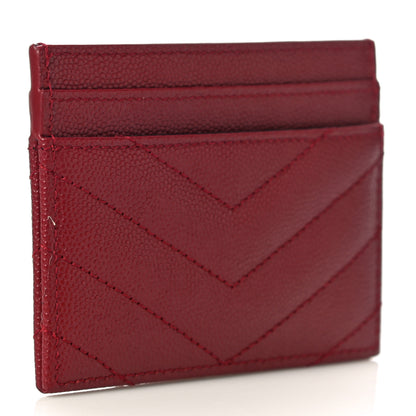 Saint Laurent Grain De Poudre Matelasse Chevron Monogram Credit Card Case New Red 3 of 11