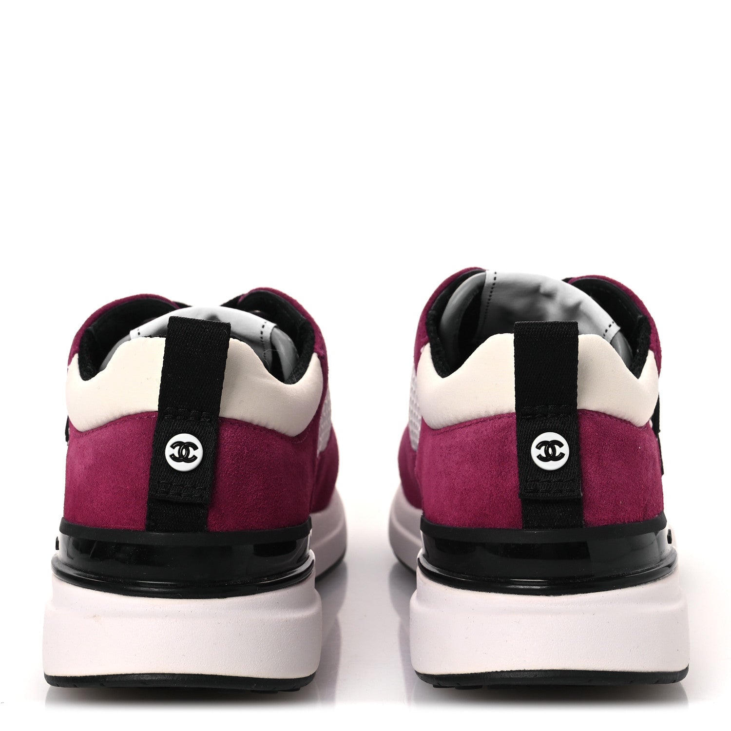 Chanel Mesh Suede Calfskin Womens CC Sneakers 36 White Dark Pink Grey 6 of 10
