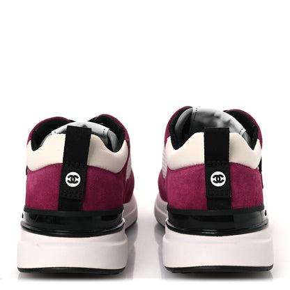 Chanel Mesh Suede Calfskin Womens CC Sneakers 36 White Dark Pink Grey 6 of 10