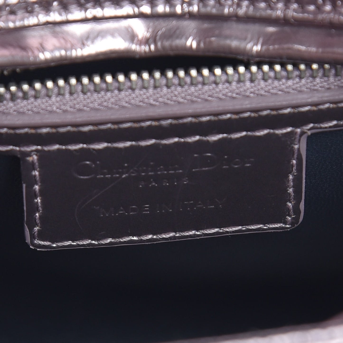 Metallic Patent Micro-Cannage Medium Lady Dior Pink