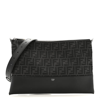 Fendi Vitello King Fabric Jacquard FF 1974 Messenger Black 1 of 12