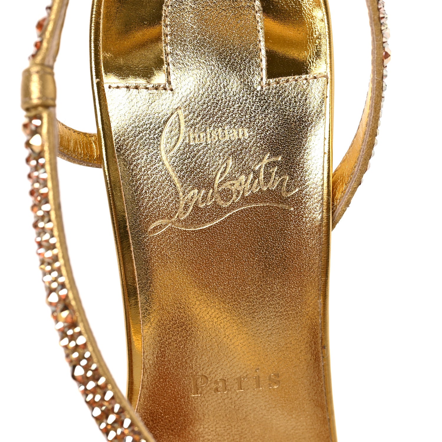Christian Louboutin Crystal Strass Rosalie 100 Sandals 38 Cry Aurum Gold 7 of 8
