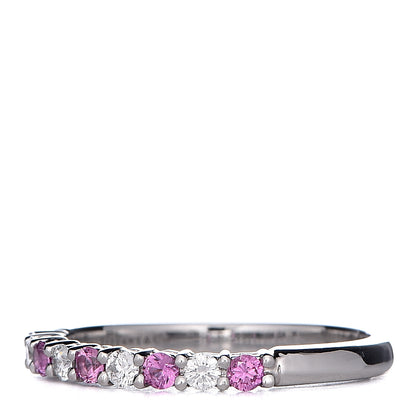 Tiffany Platinum Diamond Pink Sapphire 2.2mm Embrace Half Circle Ring 53 6.5 3 of 7