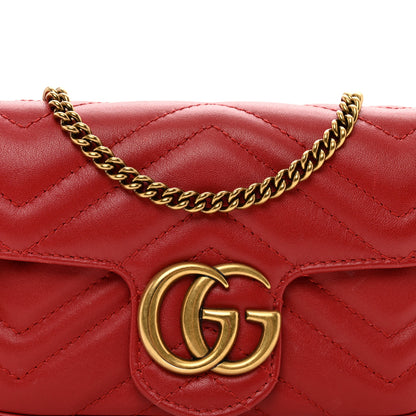 Gucci Calfskin Matelasse Super Mini GG Marmont Shoulder Bag Hibiscus Red 5 of 10