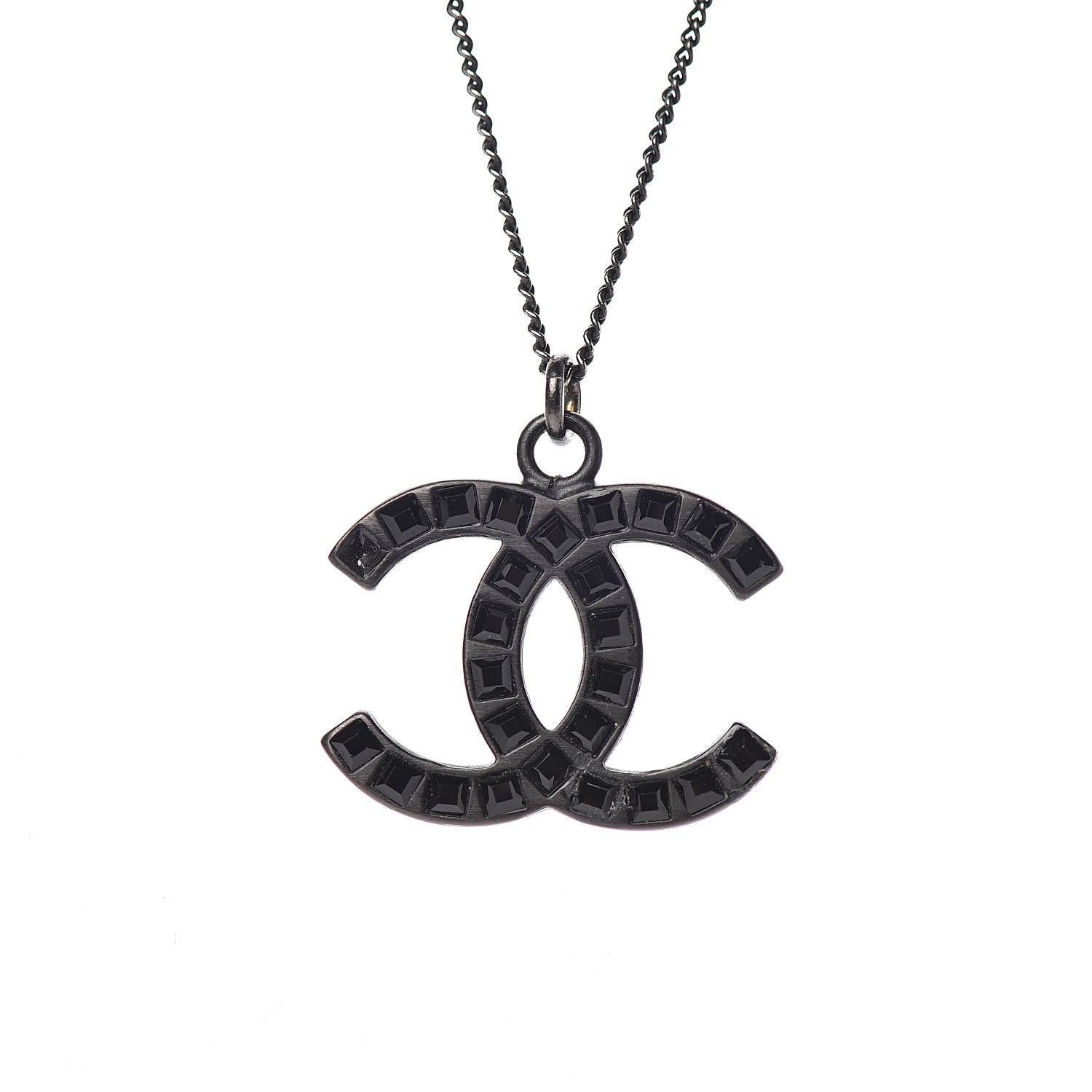 Chanel Crystal CC Necklace Black 5 of 5