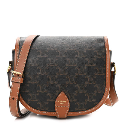 Celine Triomphe Canvas Medium Folco Bag Tan 1 of 12