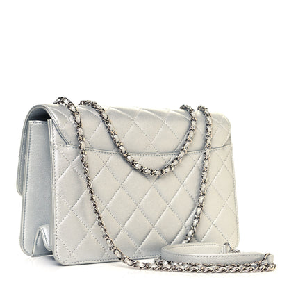 Chanel Metallic Sheepskin Quilted Beauty Lock Flap Silver 3 of 16