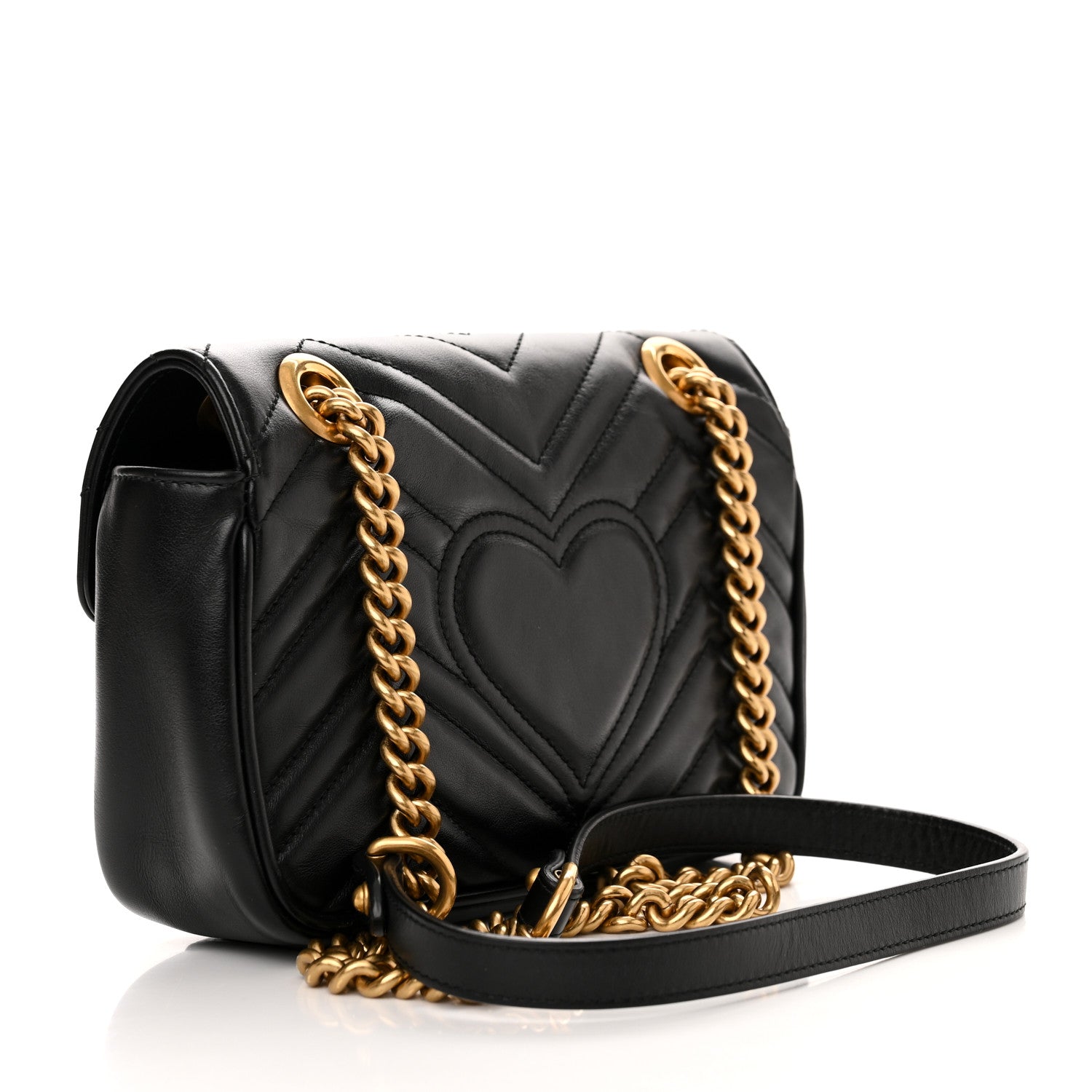 Gucci Calfskin Matelasse Mini GG Marmont Shoulder Bag Black 3 of 13