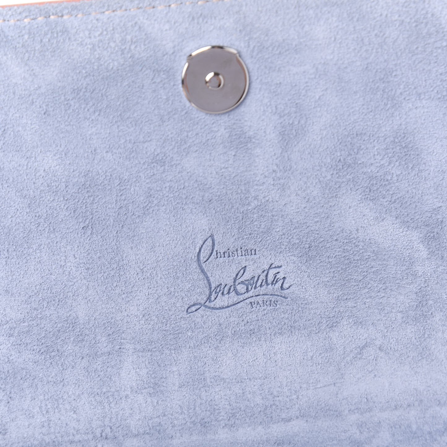 Denim Calfskin Patent Pearl Spikes Loubinthesky Paloma Clutch Paloma Blue
