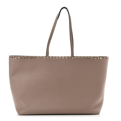 Valentino Garavani Grained Calfskin Rockstud Shoulder Tote Poudre 1 of 8