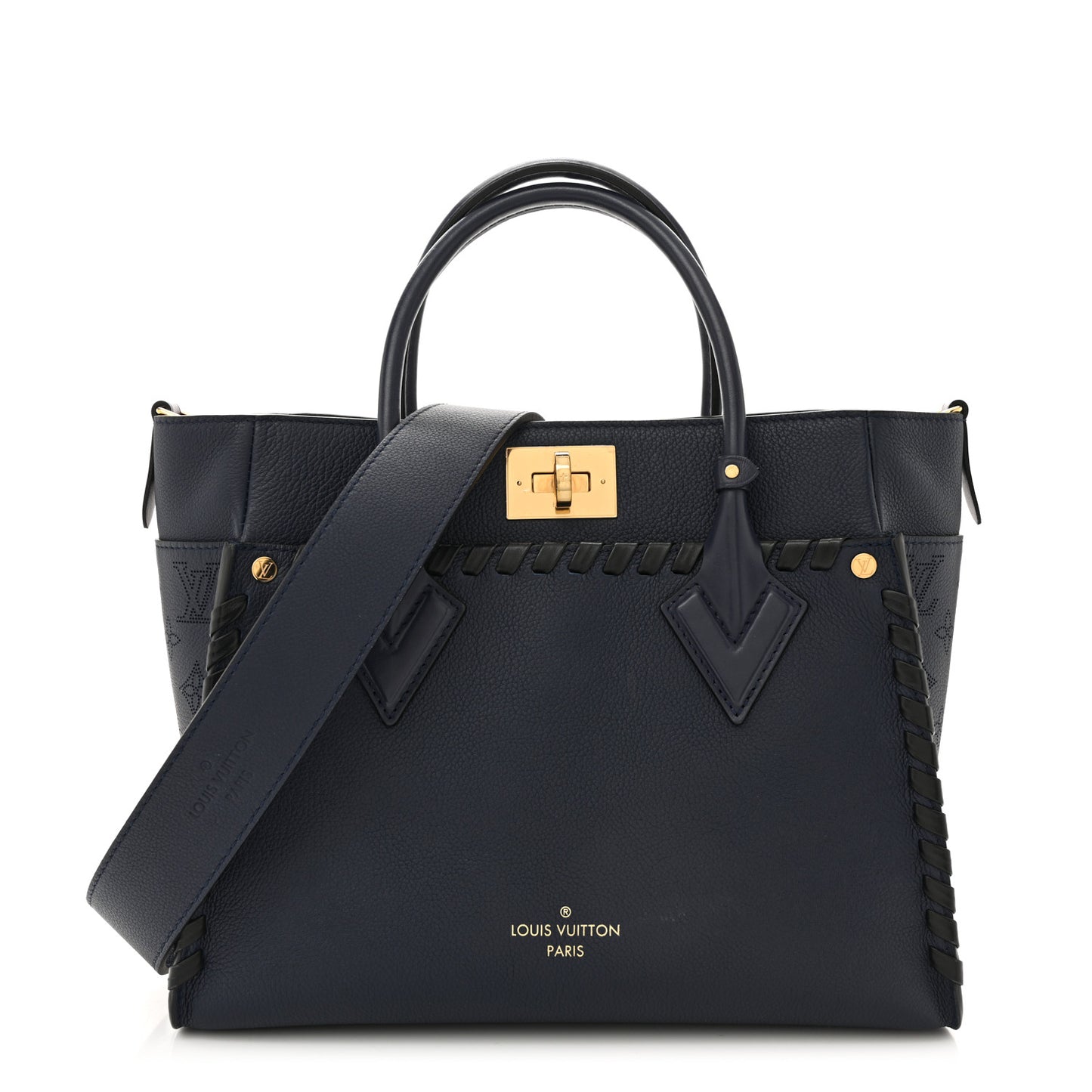 Calfskin Mahina Braided On My Side MM Navy