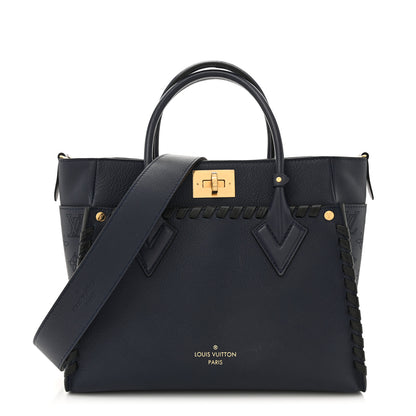 Louis Vuitton Calfskin Mahina Braided On My Side MM Navy 1 of 11